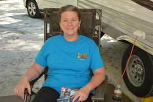 Jeannie relaxing in her favorite camping chair