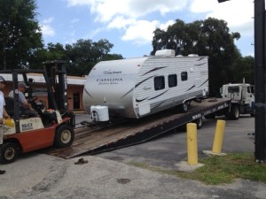 Island Time being loaded on trailer